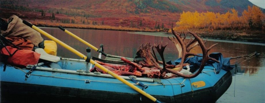 Loaded raft, Alaska float hunt.